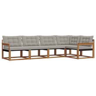 vidaXL Conjunto De Sof&aacute;s De Exterior 5 Pcs Gris Natural Y Claro Vidaxl