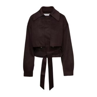 Nanushka Light Jackets, female, Brown, Size: L Short Trench With Belt