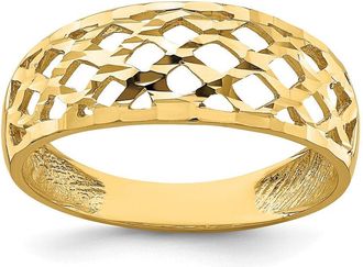 Diamond2Deal 14k Yellow Gold Solid Diamond-Cut Woven Pattern Dome Ring