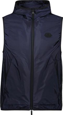 Moncler Moderne Mouwloze Vest Moretan - Heren - Bodywarmers - Blauw - L - Nylon - Jassen