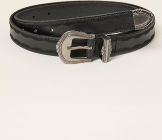 Fat Face FatFace Black Western Detail Leather Belt