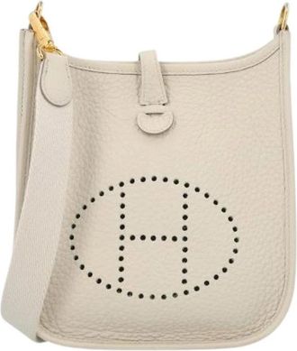 Herm&egrave;s Pre-owned Mini Evelyne Crossbody Tas - Dames - Vintage Schoudertas - Beige - ONE Size - Leer - Vintage