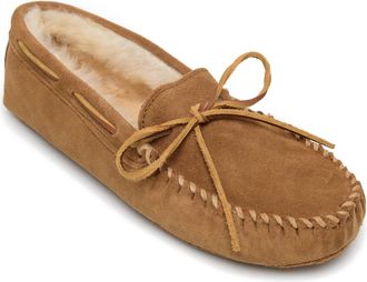 Minnetonka Mens Sheepskin Softsole, Tan, Size 12w