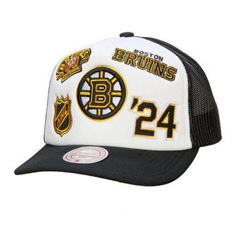 Mitchell & Ness Mens Mitchell & Ness White/Black Boston Bruins Gridlock Trucker Adjustable Hat at Nordstrom