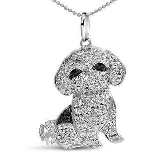House of Brilliance Silver 1/2 Cttw White and Black Diamond Shih Tzu Dog 18 Pendant Necklace at Nordstrom