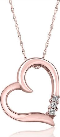 Pompeii3 Princess Cut Diamond Heart Necklace Pendant White Yellow or Rose Gold 3/4 Tall