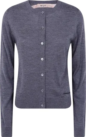 N&deg;21 Klassieke Cardigan - Dames - Vesten - Grijs - XS - Wol - Truien & Vesten