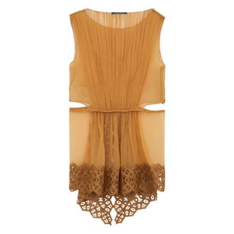 Alberta Ferretti Blouse met kanten zoom - Dames - Tops zonder mouwen - Beige - L - Tops