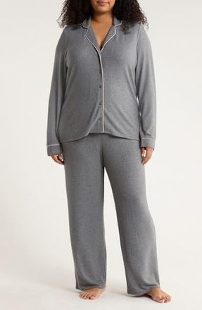 Nordstrom Brushed Hacci Pajamas in Grey Dark Heather at Nordstrom Rack, Size 1X