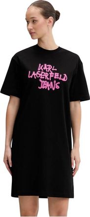 Karl Lagerfeld Korte Jurk - Dames - Korte kleedjes - Zwart - XS - Katoen - Kleedjes