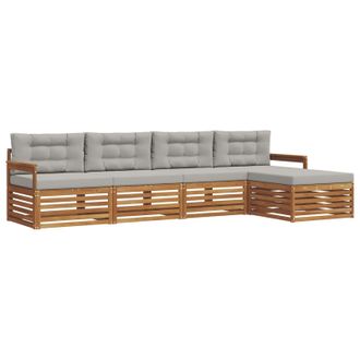 vidaXL Conjunto De Sof&aacute;s De Exterior 5 Pcs Gris Natural Y Claro Vidaxl