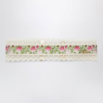 Chlo&eacute; Choker necklace in lace and floral jacquard ribbon
