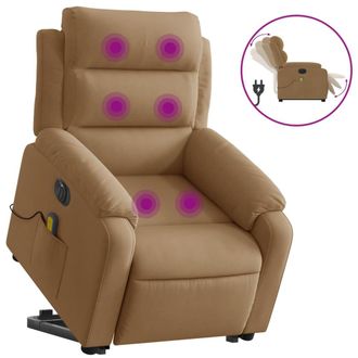 vidaXL Sill&oacute;n Reclinable Masaje El&eacute;ctrico Elevable Terciopelo Marr&oacute;n Vidaxl
