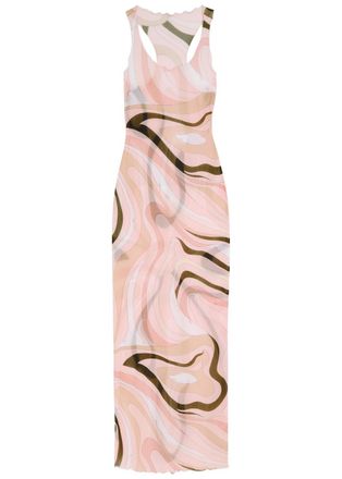 Pucci Marmo Printed Stretch-tulle Maxi Dress - Multi Print - 40 (UK8 / S)