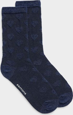 Simons Womens Embossed heart socks