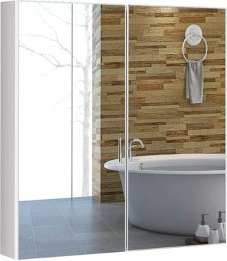 Costway Armario de Baño Mueble con Espejo de Pared con 2 Puertas 2 Estante Gabinete de Almacenamiento Organizador - Costway
