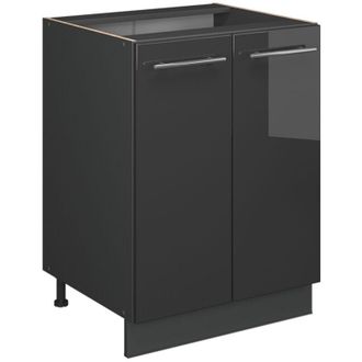 Vicco Mueble Bajo De Cocina Fame-line, Antracita Alto Brillo, 60 Cm, Et Roble, Vicco