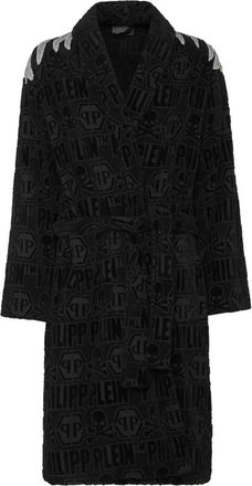 Philipp Plein Silver Eagle Badjas - unisex - Badjassen - Zwart - S/M - Katoen - Nachtkleding