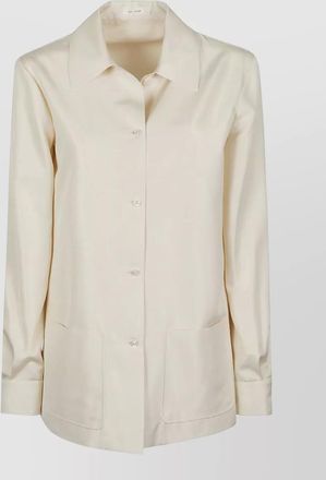 The Row lucetta long sleeve shirt jacket pockets