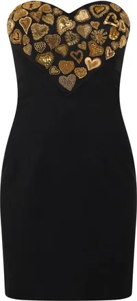 Moschino Kleedjes, Dames, Zwart, S, Zwarte aansluitende jurk met hartdessin