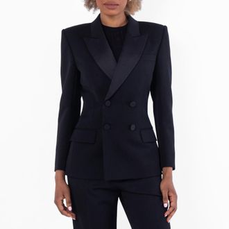 Saint Laurent Double-Breasted Tuxedo Jacket, Brand Size 38 (US Size 2)