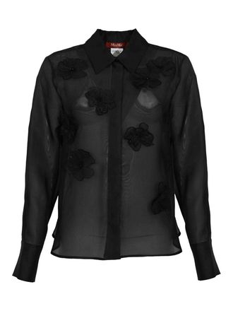 Max Mara Mseagi Shirt In Black Silk Organza