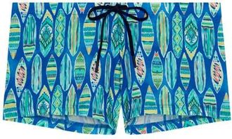 HOM Marbella Swim Shorts in Blue Print at Nordstrom, Size Xx-Large
