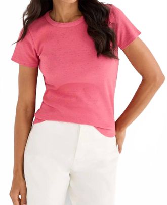 Nic+Zoe Speckled Crew Neck Tee In Rasperry