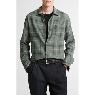 Vince Catskill Plaid Button-Up Shirt in Seaweed/Matcha at Nordstrom, Size Xx-Large