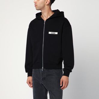 Jacquemus Black cotton zip-up hoodie