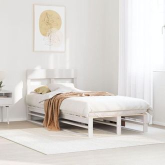 vidaXL Bed Frame without Mattress White 100x200 cm Solid Wood Pine vidaXL
