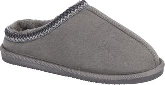 Jo & Joe Ladies Full Toe Mule Slippers, FauxFur Lined, Embroidered stitch detail and centre seam, Outdoor or Indoor 4-8 (Grey, UK Footwear Size System, Adult, 