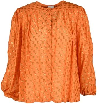 L'autre Chose Viscose Metallic Fiber Blouse - Orange