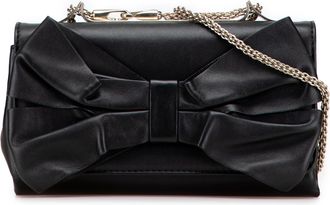 Valentino Pre-owned Womens Bow Accent Crossbody Bag - Black Leather - One Size