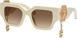 Philipp Plein Authentieke Bril met Topkwaliteit - unisex - Zonnebrillen - Beige - 51 MM - Accessoires