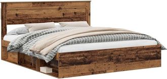 vidaXL Bed Frame with Headboard Old Wood 200 x 200 cm Solid Pine Wood vidaXL