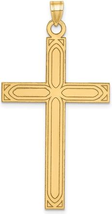 Diamond2Deal 14k Yellow Gold Solid Laser Etched Cross Pendant