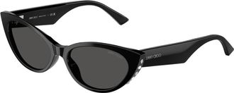 Jimmy Choo London Stijlvolle Zonnebril - Dames - Zonnebrillen - Zwart - 55 MM - Accessoires