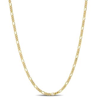 Amour 2.2mm Figaro Chain Necklace In Yellow Plated Sterling Silver, 24 In