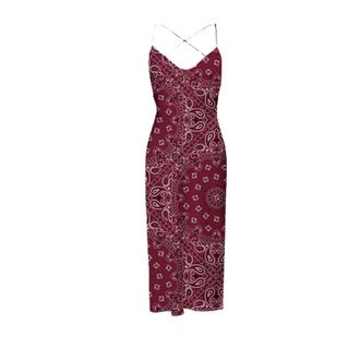 MC2 Saint Barth Maxi Dresses, female, Red, Size: M Eydis Long Bandanna Satin Petticoat Dress
