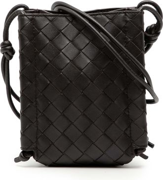 Bottega Veneta Pre-owned Womens Mini Nappa Intrecciato The Knot Crossbody - Black Leather - One Size
