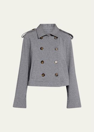 Veronica Beard Conneley Cotton-Blend Double-Breasted Crop Trench Coat