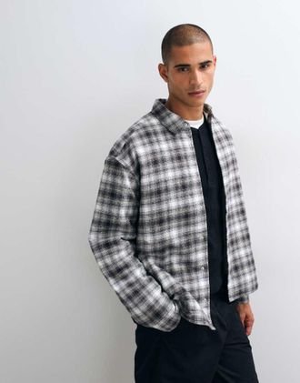 Asos camicia oversize imbottita a quadri nera-Nero