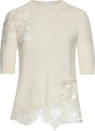 Oscar De La Renta Top a maniche corte - Bianco