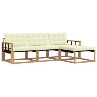 vidaXL Conjunto De Sof&aacute;s De Exterior Con Coj&iacute;n 4 Pcs Blanco Y Crema Vidaxl