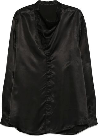 Rick Owens Camicia con scollo drappeggiato - Nero
