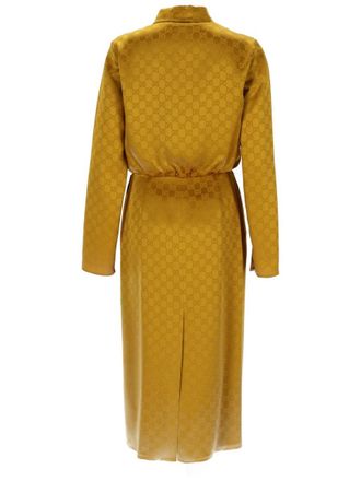 Gucci Shirt-Collar Viscose Dress - Beige