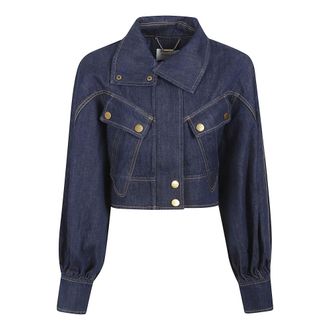 Zimmermann Denim Jackets, female, Blue, Size: S Denim Cropped Jacket