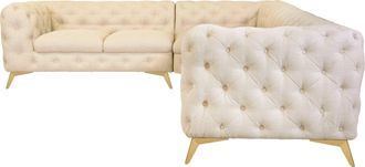 HOME AFFAIRE Chesterfield-Sofa »Ecksofa GLYNIS L-Form mit Wellenunterfederung, Masse B/T/H 323/264/75cm« aufwändige Knopfheftung, moderne Chesterfield Optik, Fussf