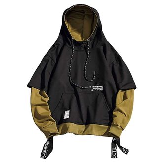 Generic Oversized Techwear Streetwear Hip Hop Hoodie For Men, Classic Harajuku Sweatshirts Long Sleeve Pullover Hooded Jacket With Pocket Fashion Japanese Hoo